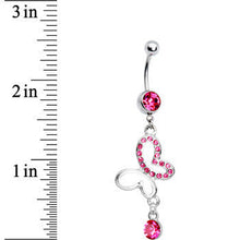 将图片加载到图库查看器，Pink Gem Hollow Butterfly Belly Ring
