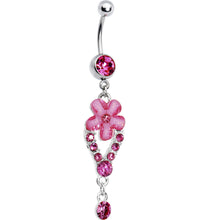 Load image into Gallery viewer, Pink Gem Springtime Flower Belly Ring
