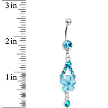 Load image into Gallery viewer, Aqua Gem Springtime Flower Belly Ring
