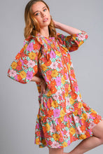 Load image into Gallery viewer, Full Size Ruffled Flower Print Tie Neck Tiered Dress For Women – Fluttering, Floral Tiered Dress with Elegant Tie Neck and Ruffled Details
