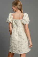 将图片加载到图库查看器，Heart Jacquard Square Neck Puff Sleeve Mini Dress – Romantic Heart Jacquard Dress, Puff Sleeve Dress, Square Neck Mini Dress, Chic Date Night Dress, Elegant Puff Sleeve Dress
