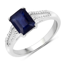 Load image into Gallery viewer, 3.07 Carat Glass Filled Sapphire and White Zircon .925 Sterling Silver Ring
