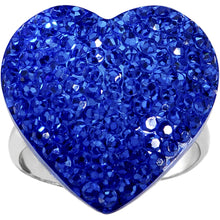Load image into Gallery viewer, Blue Sparkler Heart Adjustable Ring
