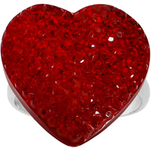 Load image into Gallery viewer, Red Sparkler Heart Adjustable Ring
