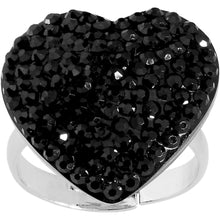 将图片加载到图库查看器，Black Sparkler Heart Adjustable Ring
