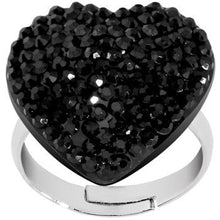 将图片加载到图库查看器，Black Sparkler Heart Adjustable Ring
