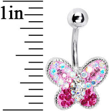 将图片加载到图库查看器，Pink Crystal Bedazzle Butterfly Belly Ring

