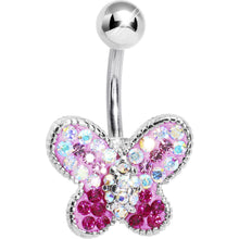 将图片加载到图库查看器，Pink Crystal Bedazzle Butterfly Belly Ring
