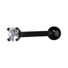 Load image into Gallery viewer, 16G 3/8 4mm CZ Black Titanium Cartilage Tragus Earring
