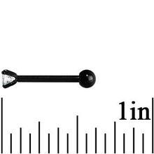 Load image into Gallery viewer, 16G 3/8 4mm CZ Black Titanium Cartilage Tragus Earring
