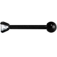 Load image into Gallery viewer, 16G 3/8 4mm CZ Black Titanium Cartilage Tragus Earring
