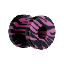 将图片加载到图库查看器，2G Pink and Black Zebra Striped Acrylic Threaded Tunnel
