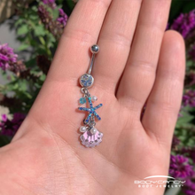 将图片加载到图库查看器，Clear Blue Gem Ocean Treasure Nautical Dangle Belly Ring
