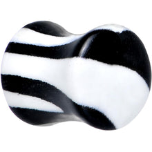 Load image into Gallery viewer, Zebra Print Glow in the Dark Saddle Plug 2G to 1 Inch
