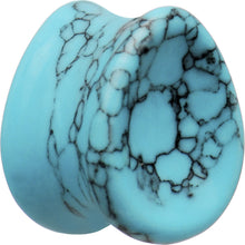 Load image into Gallery viewer, 9/16 Concave Pear Turquoise Stone Plug
