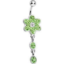 Load image into Gallery viewer, Peridot Green CZ Flower Drop Belly Ring
