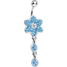 将图片加载到图库查看器，Aqua CZ Flower Drop Belly Ring
