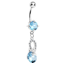 Load image into Gallery viewer, Aqua Gem Crystal Glimmer Drop Belly Ring
