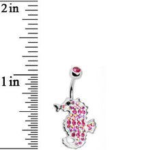 Load image into Gallery viewer, Pink Cubic Zirconia Seahorse Belly Ring

