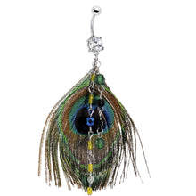 Load image into Gallery viewer, Chic Chain Dangle Peacock Feather Belly Ring
