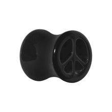 Load image into Gallery viewer, Acrylic Black Peace Sign Tunnel Plug 2G to 20mm
