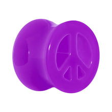 Load image into Gallery viewer, Acrylic Neon Purple Peace Sign Tunnel Plug 2G to 20mm
