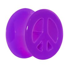 Load image into Gallery viewer, Acrylic Neon Purple Peace Sign Tunnel Plug 2G to 20mm
