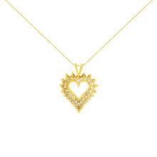 将图片加载到图库查看器，14K Yellow Gold Plated .925 Sterling Silver 3.00 Cttw Round Cut Diamond Cluster Heart 18" Pendant Necklace (K-L Color, I1-I2 Clarity)
