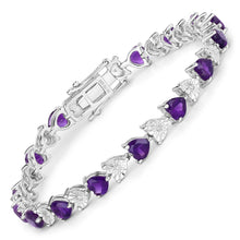Load image into Gallery viewer, 6.59 Carat Genuine Amethyst and White Diamond .925 Sterling Silver Bracelet
