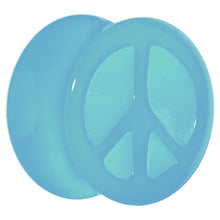 Load image into Gallery viewer, Acrylic Neon Blue Peace Sign Tunnel Plug 2G to 20mm
