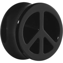 Load image into Gallery viewer, Acrylic Black Peace Sign Tunnel Plug 2G to 20mm
