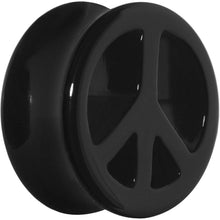Load image into Gallery viewer, Acrylic Black Peace Sign Tunnel Plug 2G to 20mm
