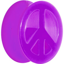 Load image into Gallery viewer, Acrylic Neon Purple Peace Sign Tunnel Plug 2G to 20mm
