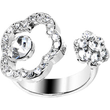 Load image into Gallery viewer, Clear Jeweled Flower Adjustable Ring
