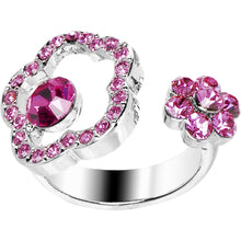 Load image into Gallery viewer, Pink Jeweled Flower Adjustable Ring
