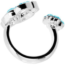 将图片加载到图库查看器，Aqua Jeweled Flower Adjustable Ring
