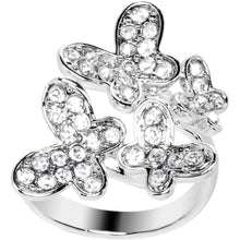 将图片加载到图库查看器，Clear Jeweled Cluster Butterfly Adjustable Ring
