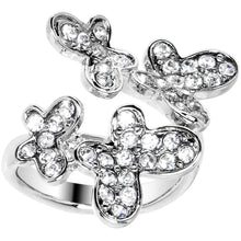 将图片加载到图库查看器，Clear Jeweled Cluster Butterfly Adjustable Ring
