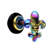 Load image into Gallery viewer, Rainbow Titanium Fleur De Lis Cheater Plug
