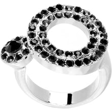 Load image into Gallery viewer, Black Jeweled Circular Adjustable Ring
