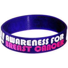 Load image into Gallery viewer, Dark Purple White Black Boobies Rule Awareness for Breast Cancer Bracelet
