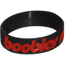 Load image into Gallery viewer, Black Red Black Boobies Rule Awareness for Breast Cancer Bracelet

