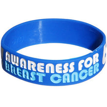 Load image into Gallery viewer, Bold Blue White Boobies Rule Awareness for Breast Cancer Bracelet
