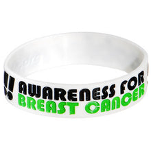 Load image into Gallery viewer, Black White Green Boobies Rule Awareness for Breast Cancer Bracelet

