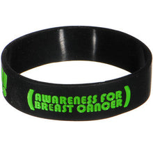 Load image into Gallery viewer, Black Green Boobies Rule Awareness for Breast Cancer Bracelet
