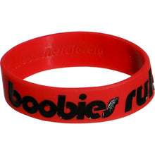 Load image into Gallery viewer, Red Black Boobies Rule Awareness for Breast Cancer Bracelet
