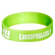 Load image into Gallery viewer, Lime Green White Boobies Rule Awareness for Breast Cancer Bracelet
