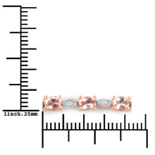 Load image into Gallery viewer, 1.38 Carat Genuine Morganite and White Diamond .925 Sterling Silver Bracelet
