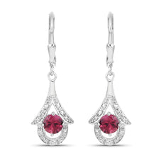 Load image into Gallery viewer, 1.20 Carat Genuine Pink Tourmaline .925 Sterling Silver Earrings
