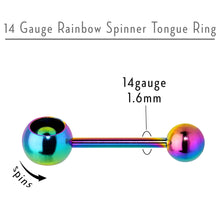 将图片加载到图库查看器，Rainbow Titanium Orbital Barbell Tongue Ring
